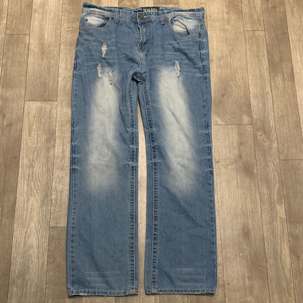 Mens CJ Black‎ Relaxed Straight Distressed Jeans